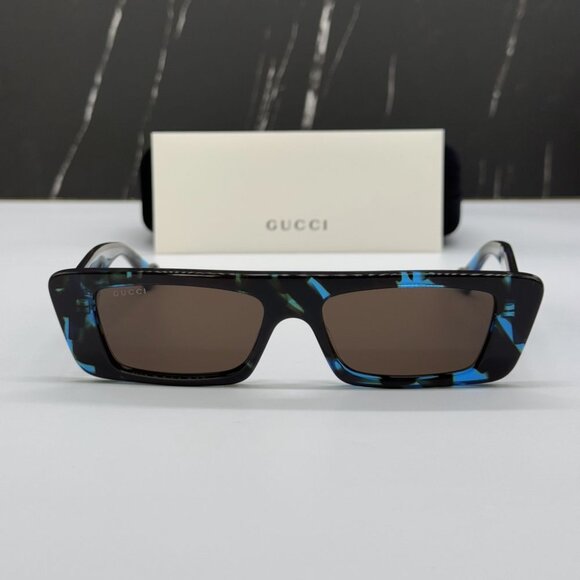 NWT GUCCI SUNGLASSES GUCCI GG1331S 004 UNISEX BLACK BLUE EYEWEAR GUCCI - Picture 1 of 12